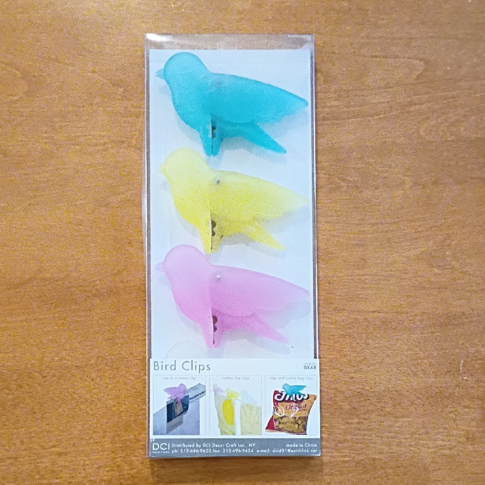 DC Vibrant Bird Clips - Teal, Yellow, Pink